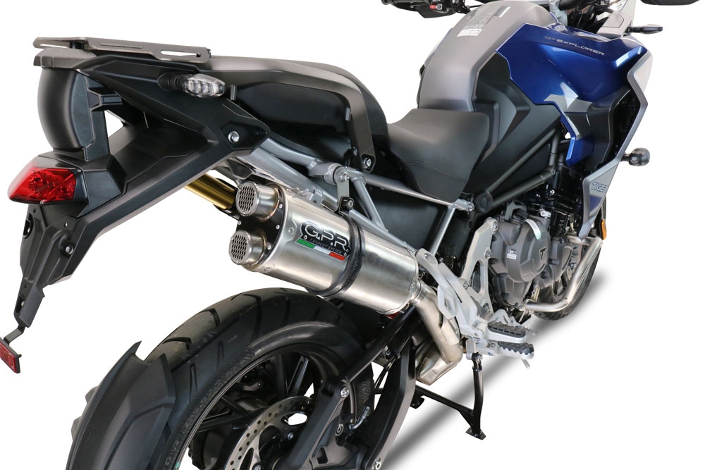Pot echappement compatible avec Triumph Tiger 1200 Gt - Rally 2022-2024, Dual Inox, Échappement légal, homologué,silencieux avec db killer amovible et tuyau de liaison spécifique 
