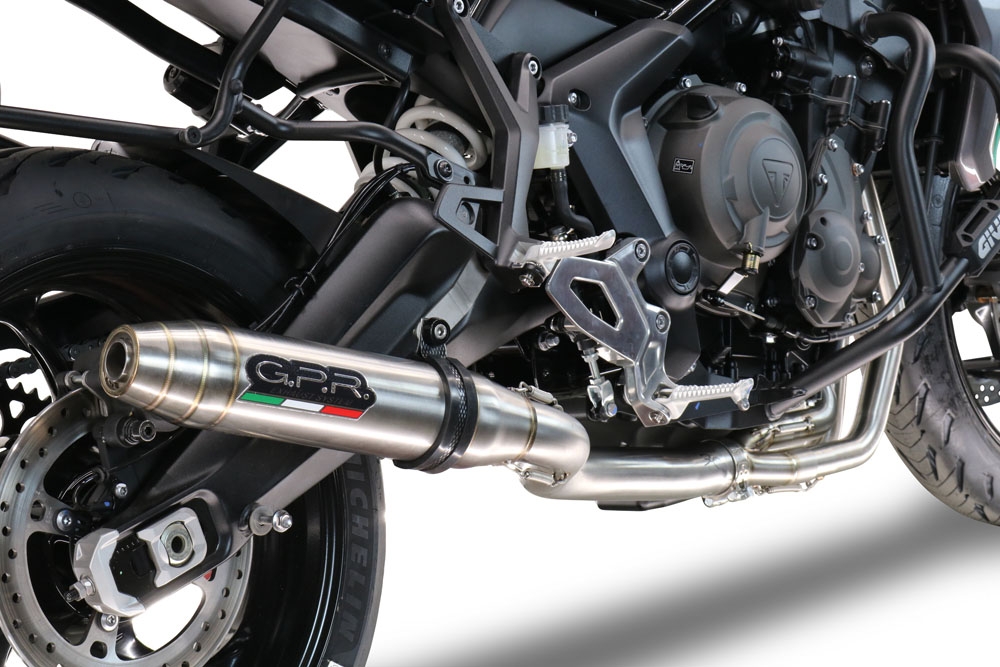Pot echappement compatible avec Triumph Tiger Sport 660 2022-2024, Deeptone Inox, Pot échappement complet, non légal pour les pays de l'UE, avec db killer amovible 