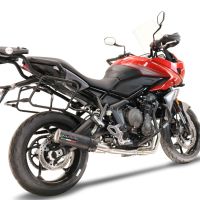 Pot echappement compatible avec Triumph Tiger Sport 660 2022-2024, M3 Black Titanium, Pot échappement complet, non légal pour les pays de l'UE, avec db killer amovible 
