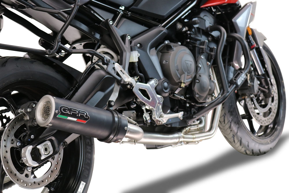Pot echappement compatible avec Triumph Tiger Sport 660 2022-2024, M3 Black Titanium, Pot échappement complet, non légal pour les pays de l'UE, avec db killer amovible 