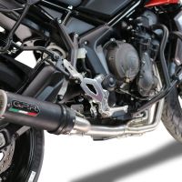 Pot echappement compatible avec Triumph Tiger Sport 660 2022-2024, M3 Black Titanium, Pot échappement complet, non légal pour les pays de l'UE, avec db killer amovible 