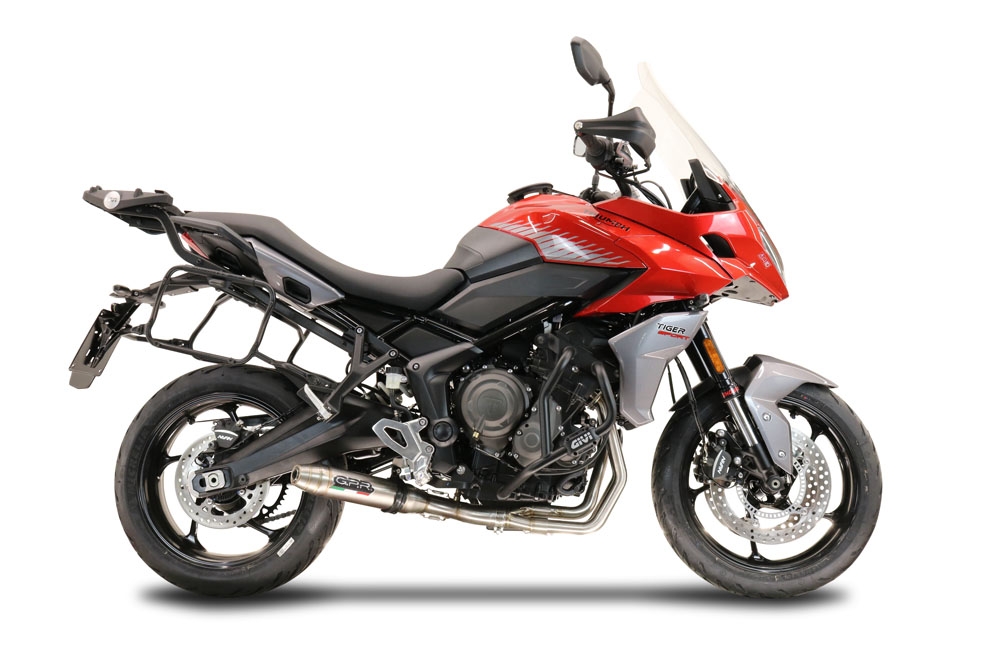 Pot echappement compatible avec Triumph Tiger Sport 660 2022-2024, Deeptone Inox, Pot échappement complet, non légal pour les pays de l'UE, avec db killer amovible 