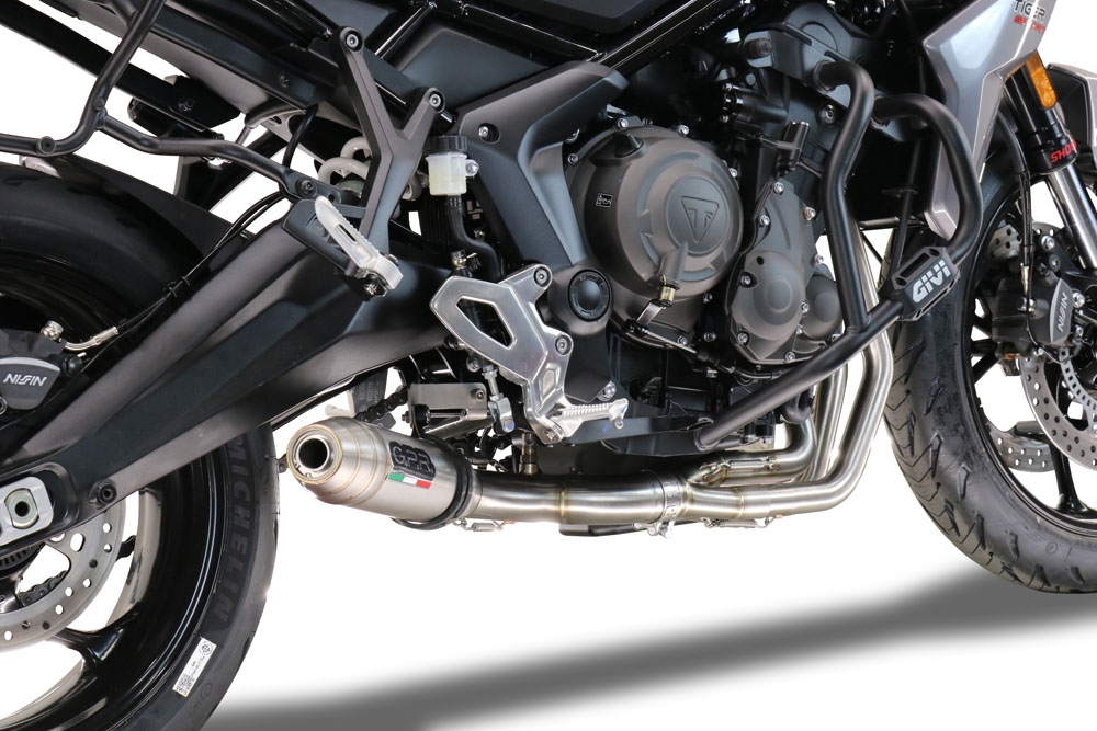 Pot echappement compatible avec Triumph Tiger Sport 660 2022-2024, Deeptone Inox, Pot échappement complet, non légal pour les pays de l'UE, avec db killer amovible 