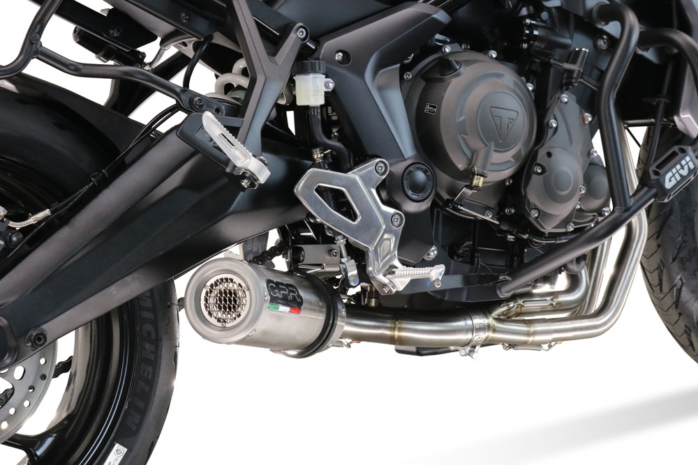 Pot echappement compatible avec Triumph Tiger Sport 660 2022-2024, M3 Inox , Pot échappement complet, non légal pour les pays de l'UE, avec db killer amovible 