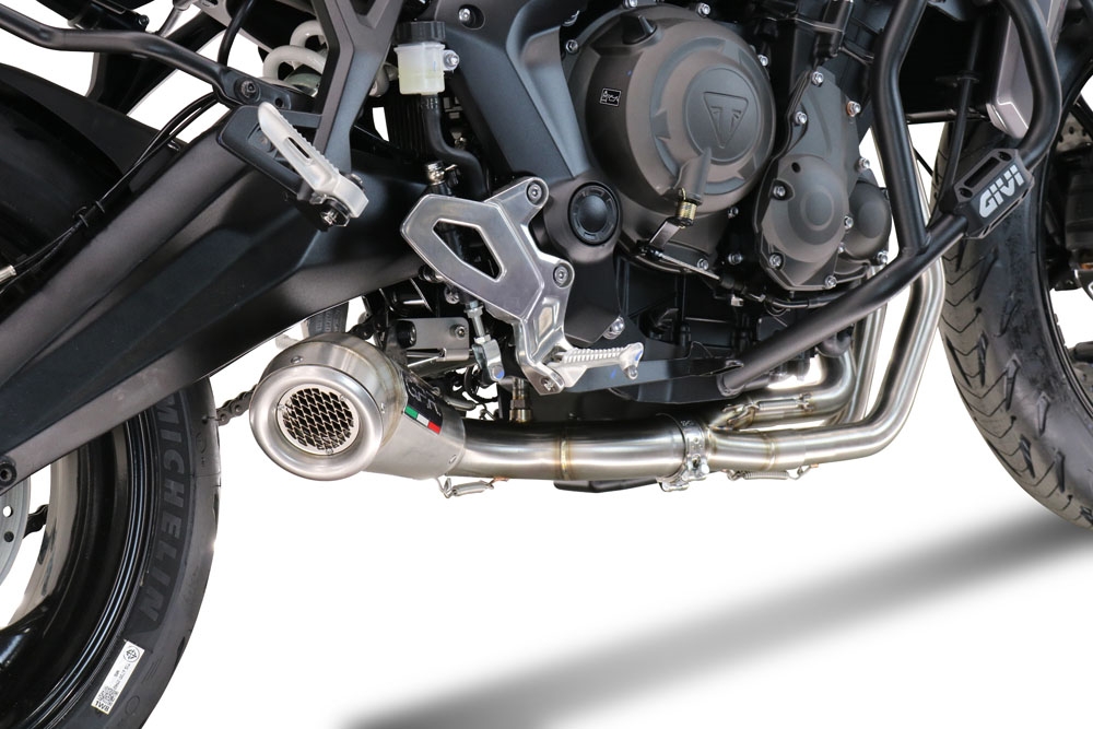 Pot echappement compatible avec Triumph Tiger Sport 660 2022-2024, Powercone Evo, Pot échappement complet, non légal pour les pays de l'UE, avec db killer amovible 