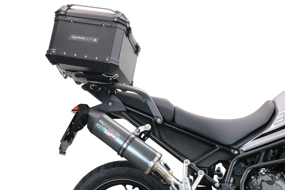 Top case GPR TECH compatible with  Triumph Tiger 900 2020/2023 e5 GPR TECH Top case in aluminum, black color with specific plate included Capacity 55 LT.
