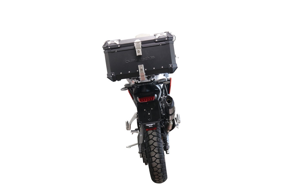 Top case GPR TECH compatible with  Triumph Tiger 900 2020/2023 e5 GPR TECH Top case in aluminum, black color with specific plate included Capacity 55 LT.