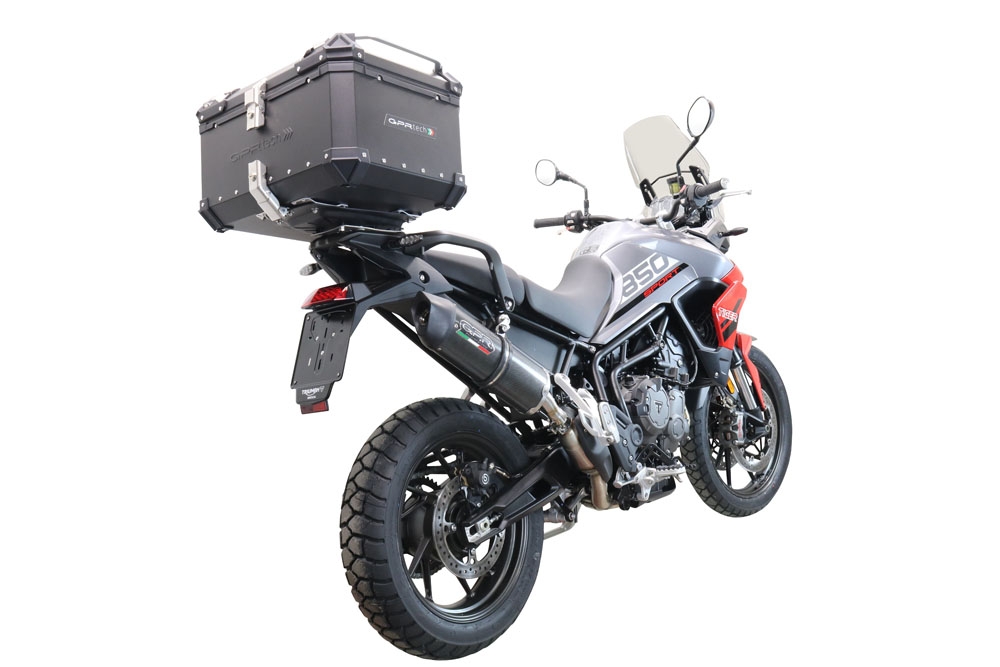 Top case GPR TECH compatible with  Triumph Tiger 900 2020/2023 e5 GPR TECH Top case in aluminum, black color with specific plate included Capacity 55 LT.