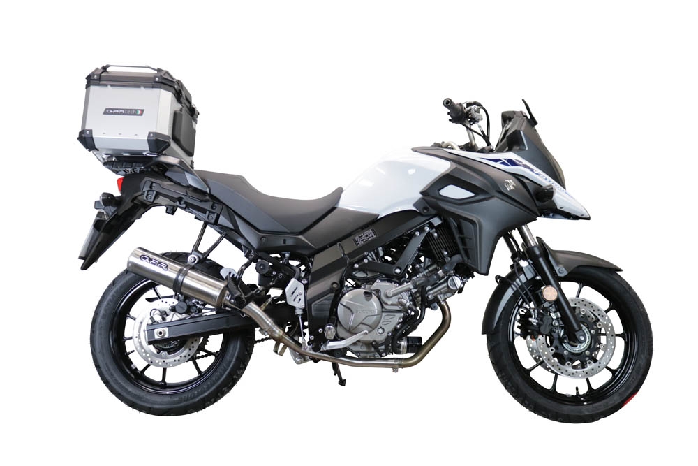 Top case GPR TECH compatible with  Suzuki V-Strom 1050 Xt/De 2020/2024 e5 GPR TECH Top case in aluminum, silver color with specific plate included Capacity 35 LT.