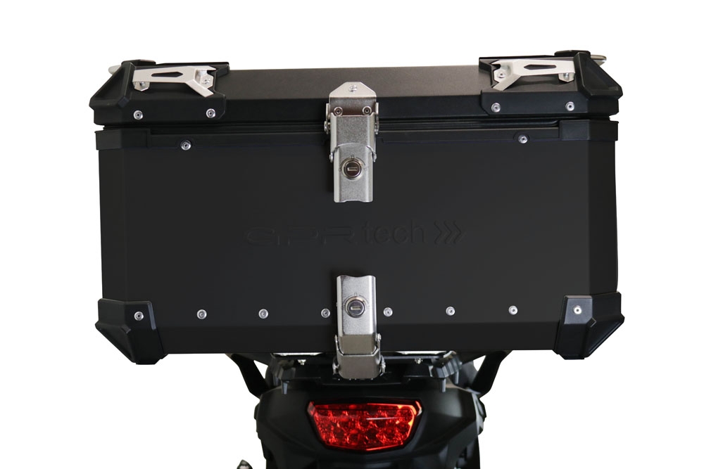 Top case GPR TECH compatible with  Suzuki V-Strom 1050 Xt/De 2020/2024 e5 GPR TECH Top case in aluminum, silver color with specific plate included Capacity 55 LT.
