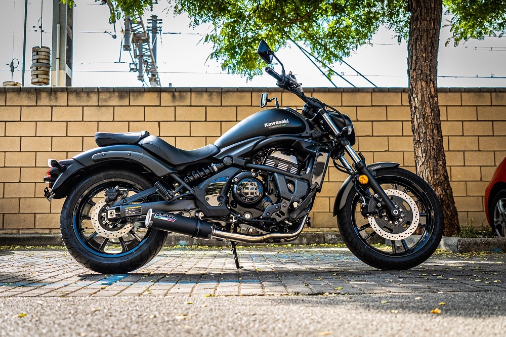 GPR exhaust compatible with  Kawasaki Vulcan 650 2017-2020, M3 Black Titanium, Full system exhaust including removable db killer and catalyst, EPA-compliant 