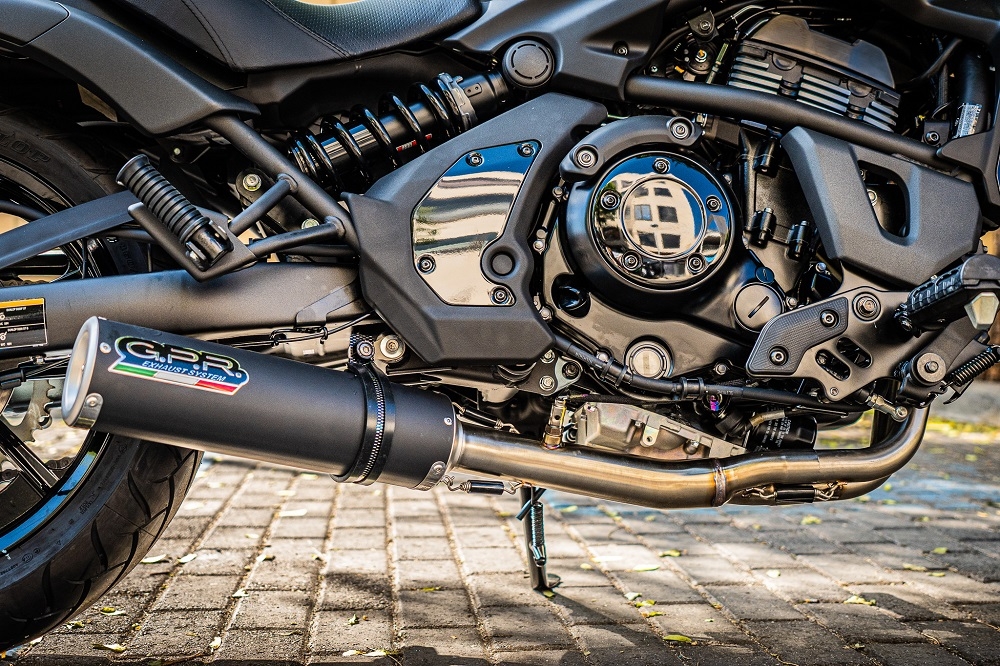 GPR exhaust compatible with  Kawasaki Vulcan 650 2017-2020, M3 Black Titanium, Full system exhaust including removable db killer and catalyst, EPA-compliant 