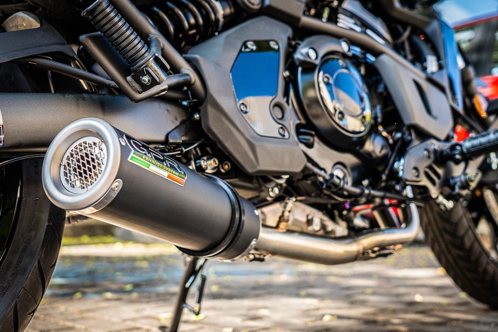GPR exhaust compatible with  Kawasaki Vulcan 650 2017-2020, M3 Black Titanium, Full system exhaust including removable db killer and catalyst, EPA-compliant 