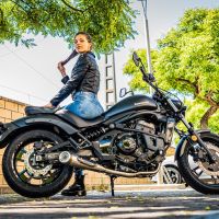 Pot echappement compatible avec Kawasaki Vulcan 650 S 2014-2016, Powercone Evo, Pot échappement complet, non légal pour les pays de l'UE, avec db killer amovible 