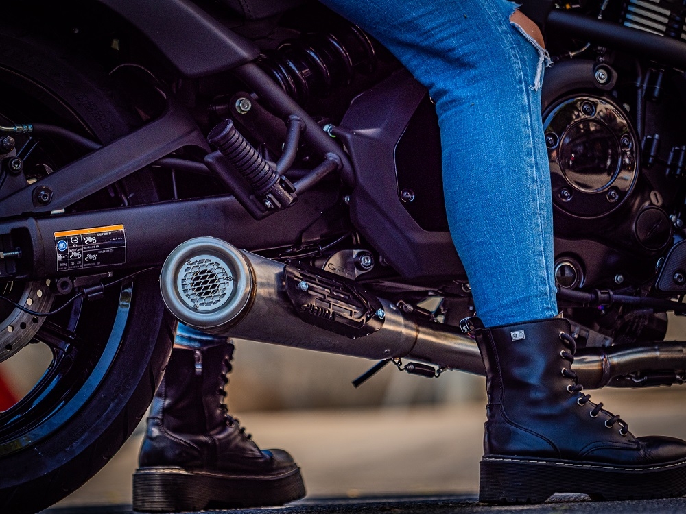 Pot echappement compatible avec Kawasaki Vulcan 650 S 2014-2016, Powercone Evo, Pot échappement complet, non légal pour les pays de l'UE, avec db killer amovible 
