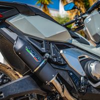 Pot echappement compatible avec Honda X-Adv 750 2021-2024, Furore Evo4 Nero, Échappement légal, homologué,silencieux avec db killer amovible et tuyau de liaison spécifique 