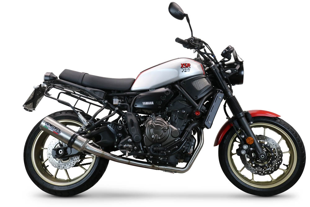 Pot echappement compatible avec Yamaha Xsr 700 2021-2024, M3 Inox , Pot échappement complet, non légal pour les pays de l'UE, avec db killer amovible 
