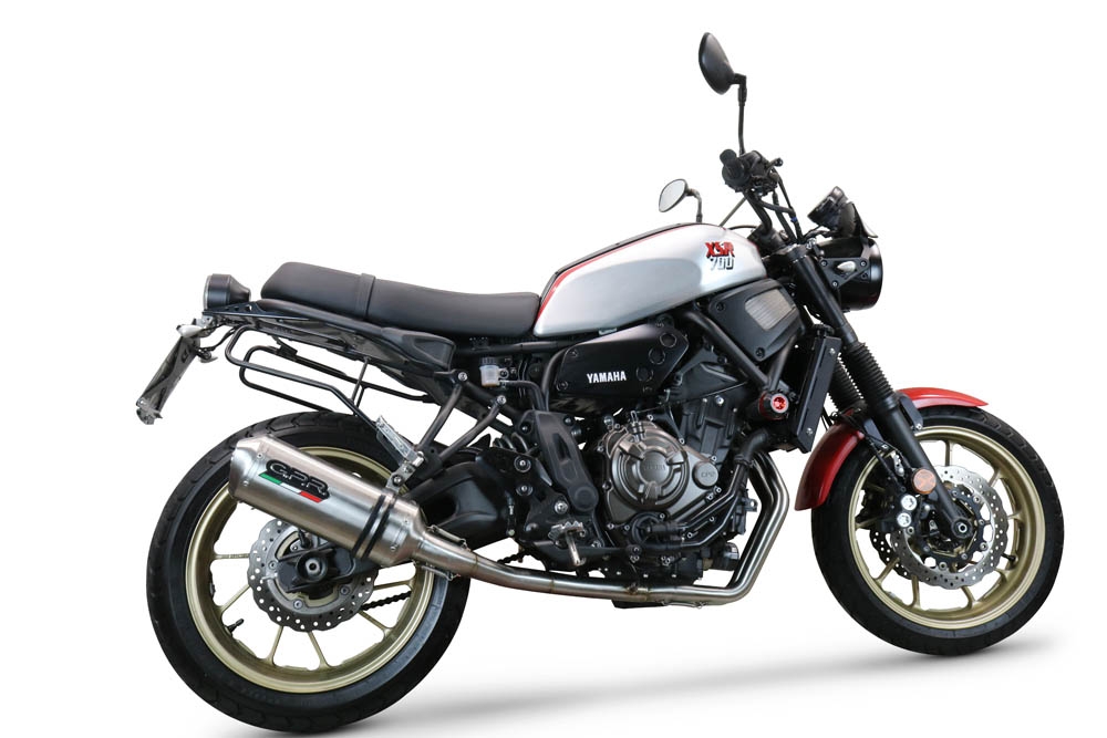 Pot echappement compatible avec Yamaha Xsr 700 2021-2024, Satinox , Pot échappement complet, non légal pour les pays de l'UE, avec db killer amovible 