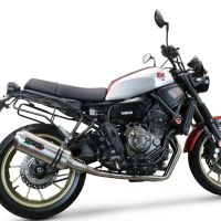Pot echappement compatible avec Yamaha Xsr 700 2021-2024, Satinox , Pot échappement complet, non légal pour les pays de l'UE, avec db killer amovible 