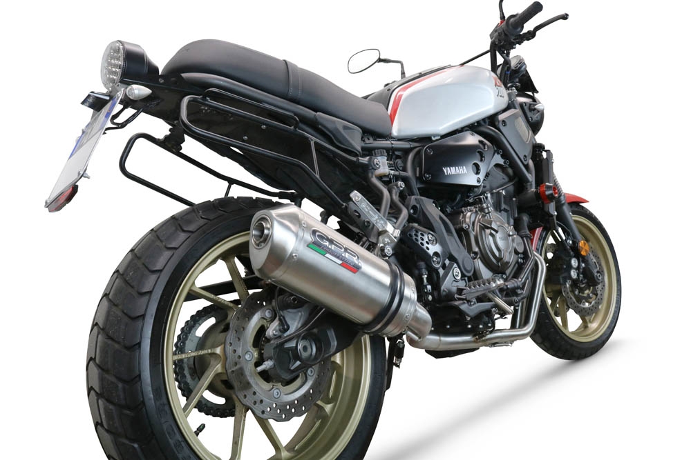 Pot echappement compatible avec Yamaha Xsr 700 2021-2024, Satinox , Pot échappement complet, non légal pour les pays de l'UE, avec db killer amovible 
