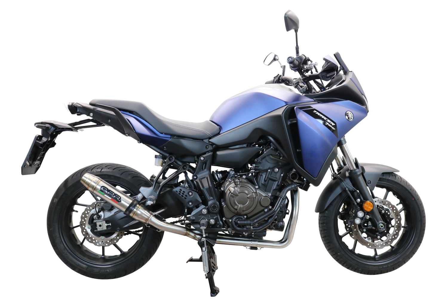 Pot echappement compatible avec Yamaha Tracer 700 GT 2019-2020, Deeptone Inox, Pot échappement complet, non légal pour les pays de l'UE, avec db killer amovible 