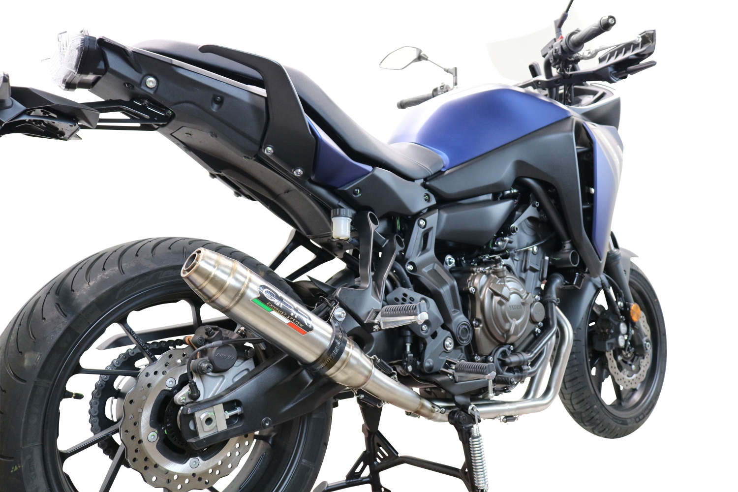 Pot echappement compatible avec Yamaha Tracer 700 GT 2019-2020, Deeptone Inox, Pot échappement complet, non légal pour les pays de l'UE, avec db killer amovible 