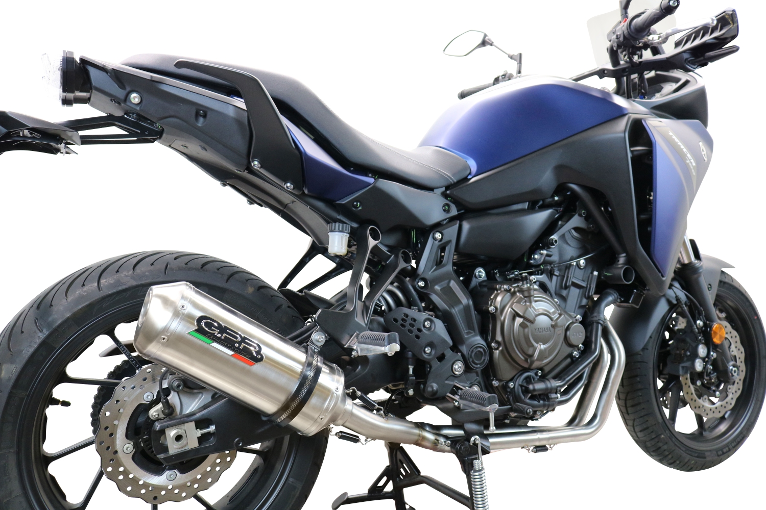 Pot echappement compatible avec Yamaha Tracer 700 GT 2019-2020, Satinox , Pot échappement complet, non légal pour les pays de l'UE, avec db killer amovible 