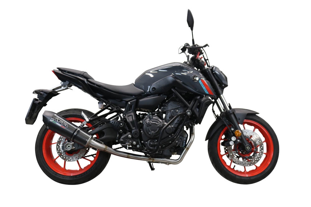 GPR pot echappement compatible avec Yamaha Mt-07 2021-2024, New Grand Prix Evo Poppy, Homologué et légal, système d'échappement complet avec catalyseur et db killer amovible 