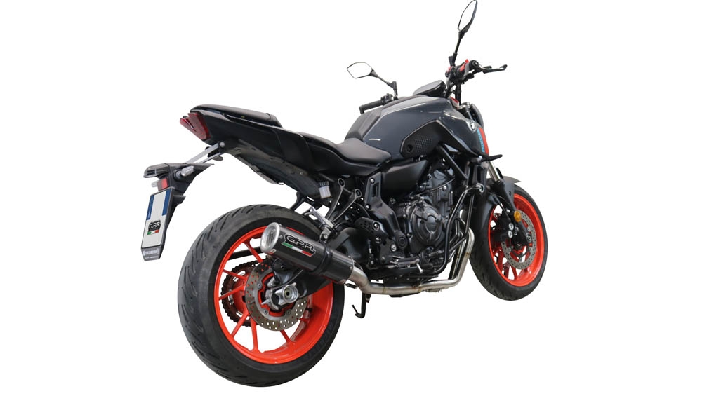Pot echappement compatible avec Yamaha Mt-07 2021-2024, M3 Poppy , Pot échappement complet, non légal pour les pays de l'UE, avec db killer amovible 