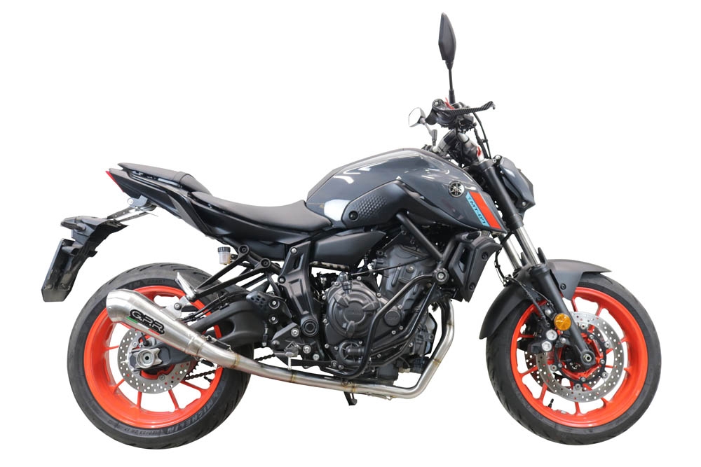 Pot echappement compatible avec Yamaha Mt-07 2021-2024, Powercone Evo, Pot échappement complet, non légal pour les pays de l'UE, avec db killer amovible 