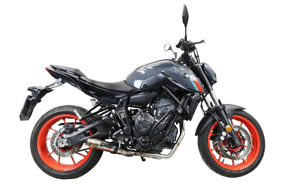 Pot echappement compatible avec Yamaha Mt-07 2021-2024, Deeptone Inox, Pot échappement complet, non légal pour les pays de l'UE, avec db killer amovible 