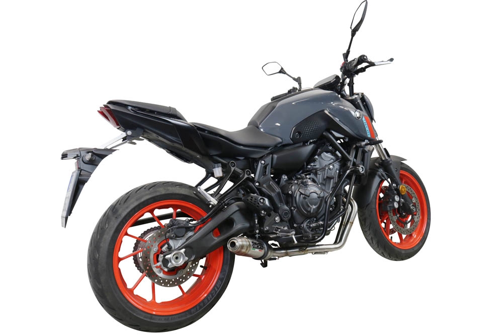 Pot echappement compatible avec Yamaha Mt-07 2021-2024, Deeptone Inox, Pot échappement complet, non légal pour les pays de l'UE, avec db killer amovible 