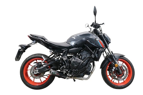 Pot echappement compatible avec Yamaha Mt-07 2021-2024, M3 Black Titanium, Pot échappement complet, non légal pour les pays de l'UE, avec db killer amovible 