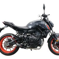 Pot echappement compatible avec Yamaha Mt-07 2021-2024, M3 Black Titanium, Pot échappement complet, non légal pour les pays de l'UE, avec db killer amovible 