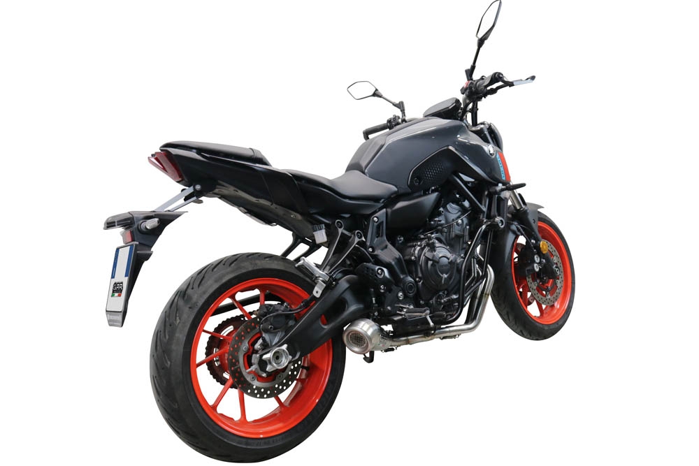 Pot echappement compatible avec Yamaha Mt-07 2021-2024, Powercone Evo, Pot échappement complet, non légal pour les pays de l'UE, avec db killer amovible 