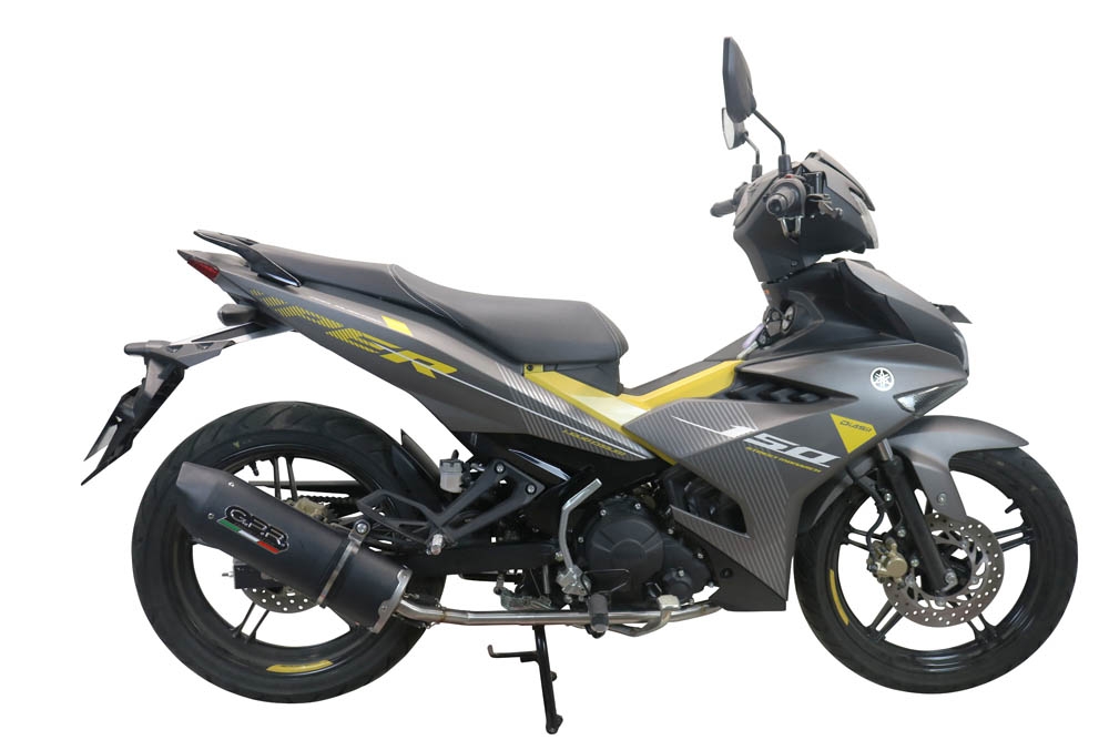 Pot echappement compatible avec Yamaha Sniper 150 2021-2022, Furore Nero, Pot d'échappement complet racing, compris de collecteur et db killer amovible, sans homologation 