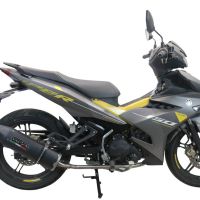 Pot echappement compatible avec Yamaha Sniper 150 2021-2022, Furore Nero, Pot d'échappement complet racing, compris de collecteur et db killer amovible, sans homologation 