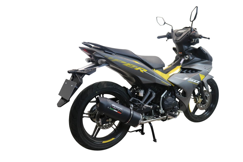 Pot echappement compatible avec Yamaha Sniper 150 2021-2022, Furore Nero, Pot d'échappement complet racing, compris de collecteur et db killer amovible, sans homologation 