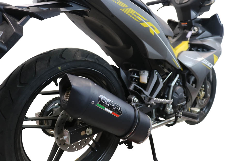 Pot echappement compatible avec Yamaha Sniper 150 2021-2022, Furore Nero, Pot d'échappement complet racing, compris de collecteur et db killer amovible, sans homologation 