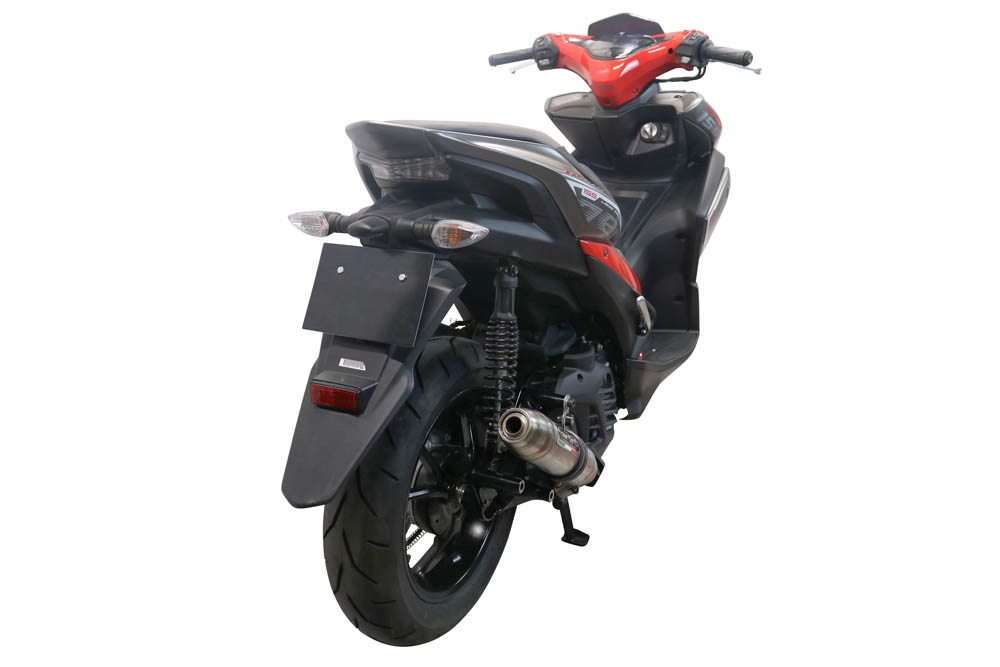 Pot echappement compatible avec Yamaha Aerox 155 2021-2022, Deeptone Inox, Pot d'échappement complet racing, compris de collecteur et db killer amovible, sans homologation 