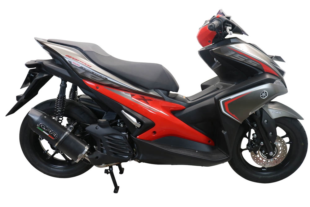Pot echappement compatible avec Yamaha Aerox 155 2021-2022, Furore Nero, Pot d'échappement complet racing, compris de collecteur et db killer amovible, sans homologation 