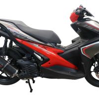 Pot echappement compatible avec Yamaha Aerox 155 2021-2022, Furore Nero, Pot d'échappement complet racing, compris de collecteur et db killer amovible, sans homologation 
