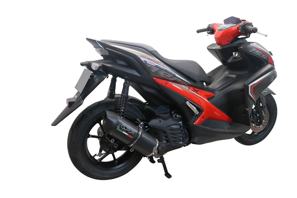 Pot echappement compatible avec Yamaha Aerox 155 2021-2022, Furore Nero, Pot d'échappement complet racing, compris de collecteur et db killer amovible, sans homologation 