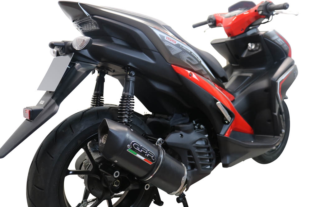 Pot echappement compatible avec Yamaha Aerox 155 2021-2022, Furore Nero, Pot d'échappement complet racing, compris de collecteur et db killer amovible, sans homologation 