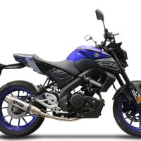 Pot echappement compatible avec Yamaha Mt 125 2021-2025, Deeptone Inox, Pot échappement complet, non légal pour les pays de l'UE, avec db killer amovible 