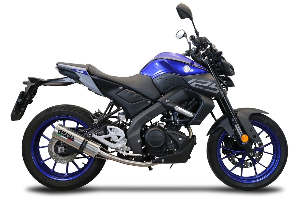 Pot echappement compatible avec Yamaha Mt 125 2021-2025, M3 Black Titanium, Pot échappement complet, non légal pour les pays de l'UE, avec db killer amovible 