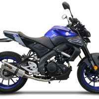 Pot echappement compatible avec Yamaha Mt 125 2021-2025, M3 Black Titanium, Pot échappement complet, non légal pour les pays de l'UE, avec db killer amovible 