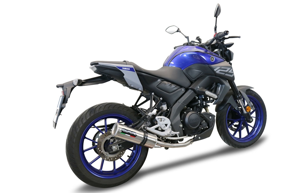 Pot echappement compatible avec Yamaha Mt 125 2021-2025, M3 Black Titanium, Pot échappement complet, non légal pour les pays de l'UE, avec db killer amovible 