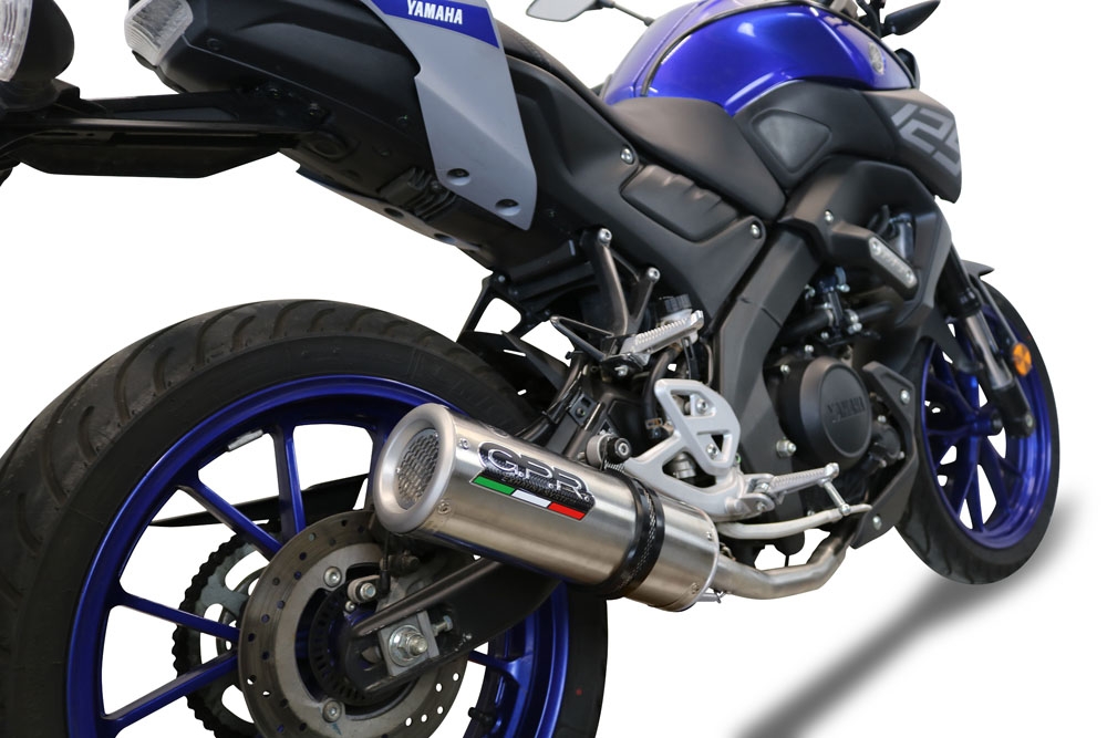 Pot echappement compatible avec Yamaha Mt 125 2021-2025, M3 Black Titanium, Pot échappement complet, non légal pour les pays de l'UE, avec db killer amovible 