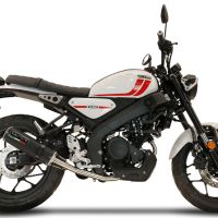 Pot echappement compatible avec Yamaha XSR 125 2021-2025, M3 Black Titanium, Pot échappement complet, non légal pour les pays de l'UE, avec db killer amovible 